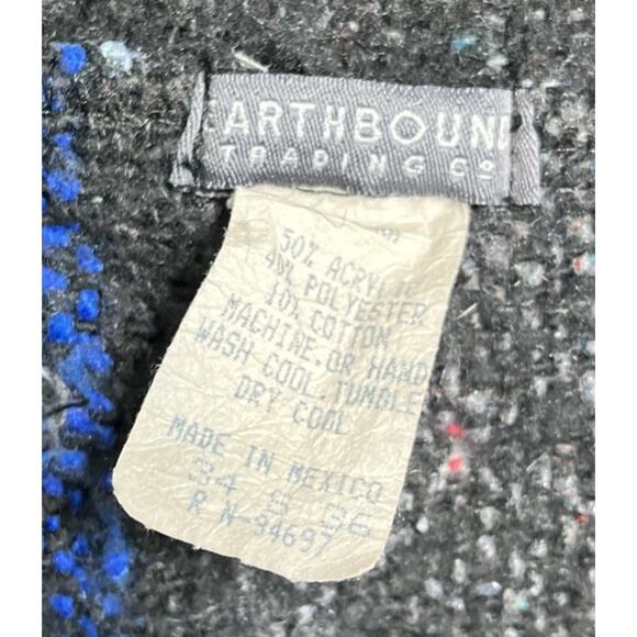 Earthbound Trading Co. Blue Black White Striped Drug Rug Hoodie Size S - Picture 6 of 6